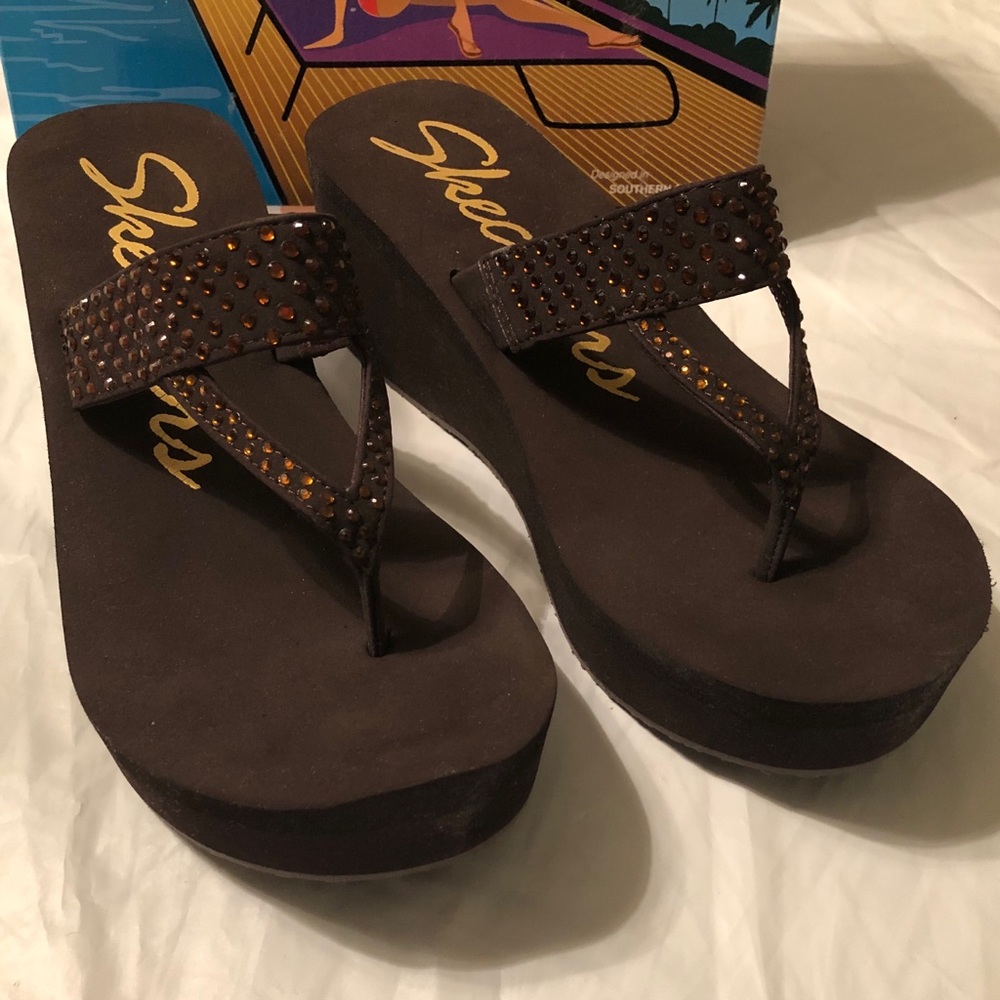BrandNew Skechers Pin Up Cali Wedge Bling Sandals - Picture 13 of 16